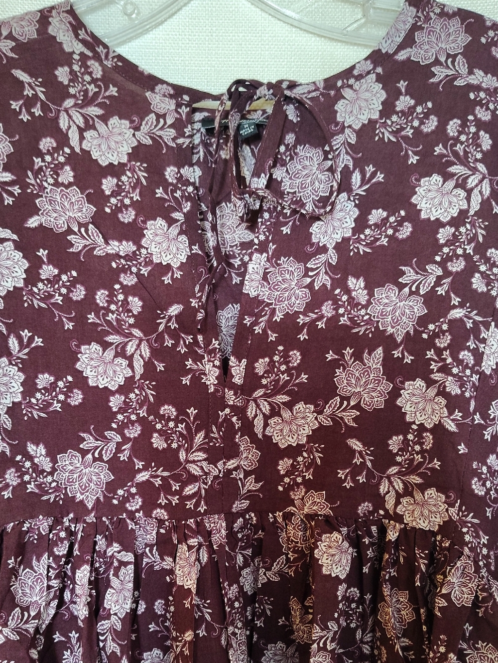 Madewell Splitneck Puff-Sleeve Mini Dress - Olivia Floral Dark Fig - Size M - Picture 4 of 12